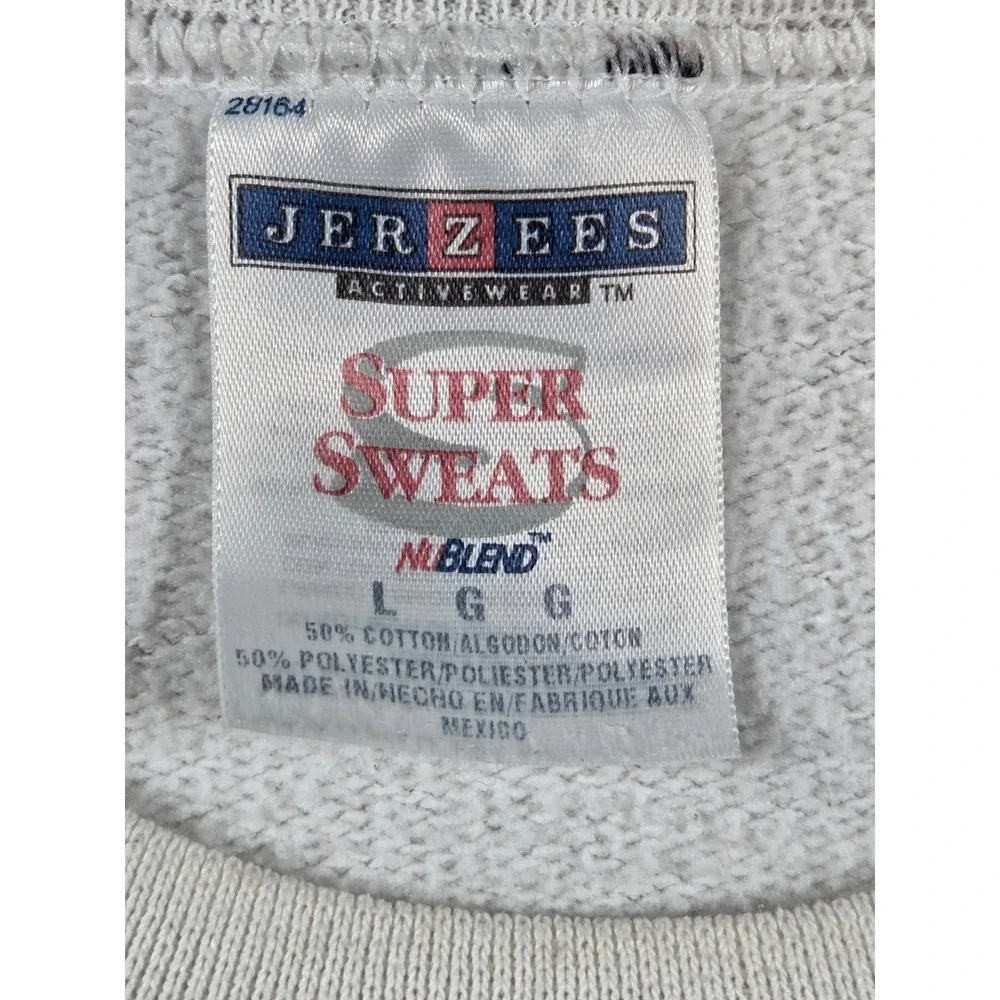 Jerzees Sweatshirt Large Cream Unisex Reading Is Fun Books Embroidered Vintage - Picture 5 of 7
